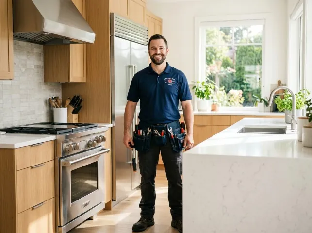 Appliance Repair Hero technician in a Black Mountain, NC kitchen after an appliance repair